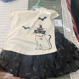 Cute Cat and Bat T-Shirt with Black Skirt